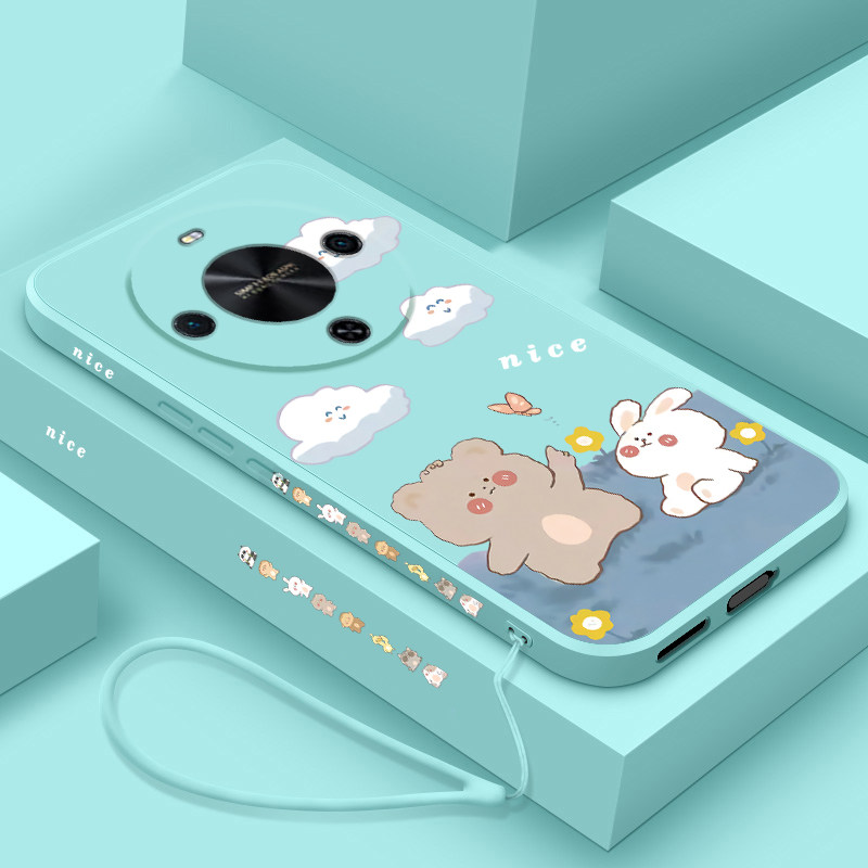 小熊小兔适用华为畅享70x活力版手机壳新款液态硅胶畅想70x活力版卡通保护套7ox全包防摔BRE-AL00a潮牌创意