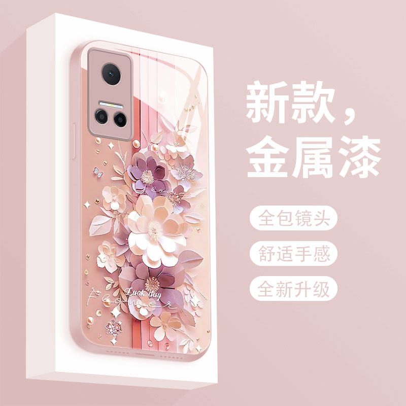 适用荣耀play6tpro手机壳play5活力版液态玻璃硬壳5t网红剪纸花5tpro保护套5t活力全包防摔HOENR超薄防摔