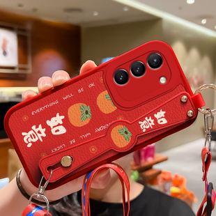 三星s23手机壳s22+新款s21十5g柿柿如意s23fe小羊皮s23ultra腕带s21fe支架s22硅胶s22ultra全包s21防摔uItra