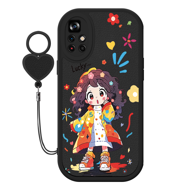适用红米note11手机壳小羊皮爱心挂绳Redminote11se保护套11Epro个性创意女款11R简约luck女孩11Tpro全包防摔