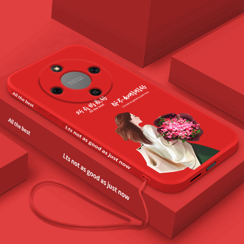 不如刚刚好适用荣耀x70液态硅胶手机壳超火女款华为x70i保护套HONORX7O全包防摔ABR-AN00个性创意软壳