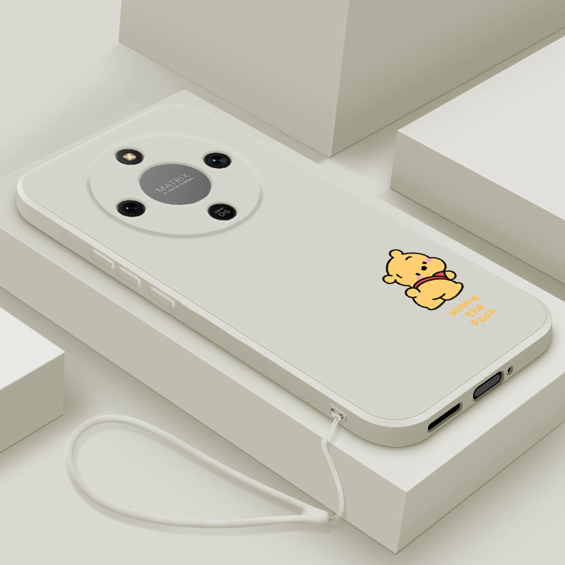 适用荣耀x70手机壳新款液态硅胶华为x70i保护套卡通小熊HONORX7O镜头全包防摔ABR-AN00网红爆款超火