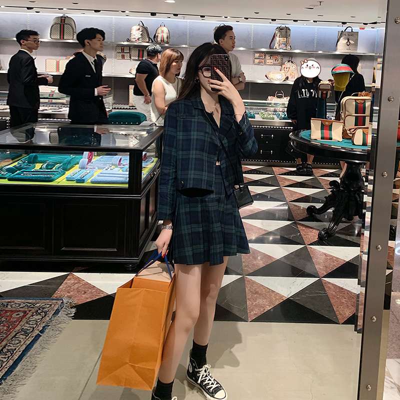 正品保证大码女装2019初秋新款胖妹妹mm网红遮肉时尚显瘦两件套装早秋洋气
