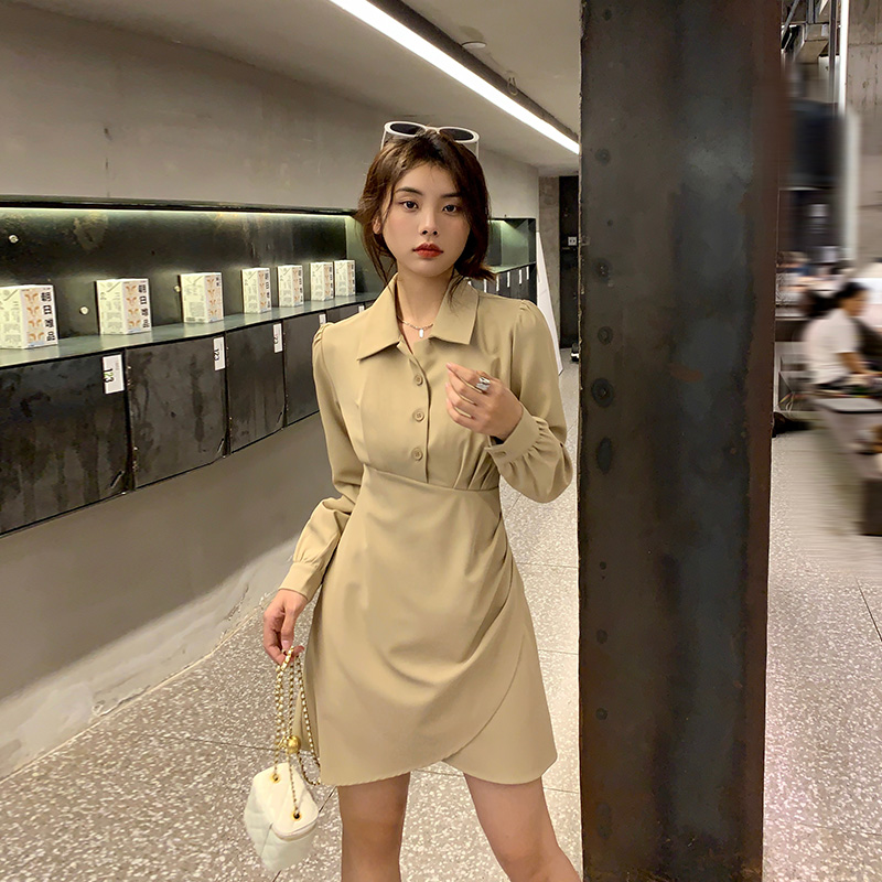 张大人大码女装收腰衬衫裙小个子胖妹妹mm秋冬长袖连衣裙2023新款