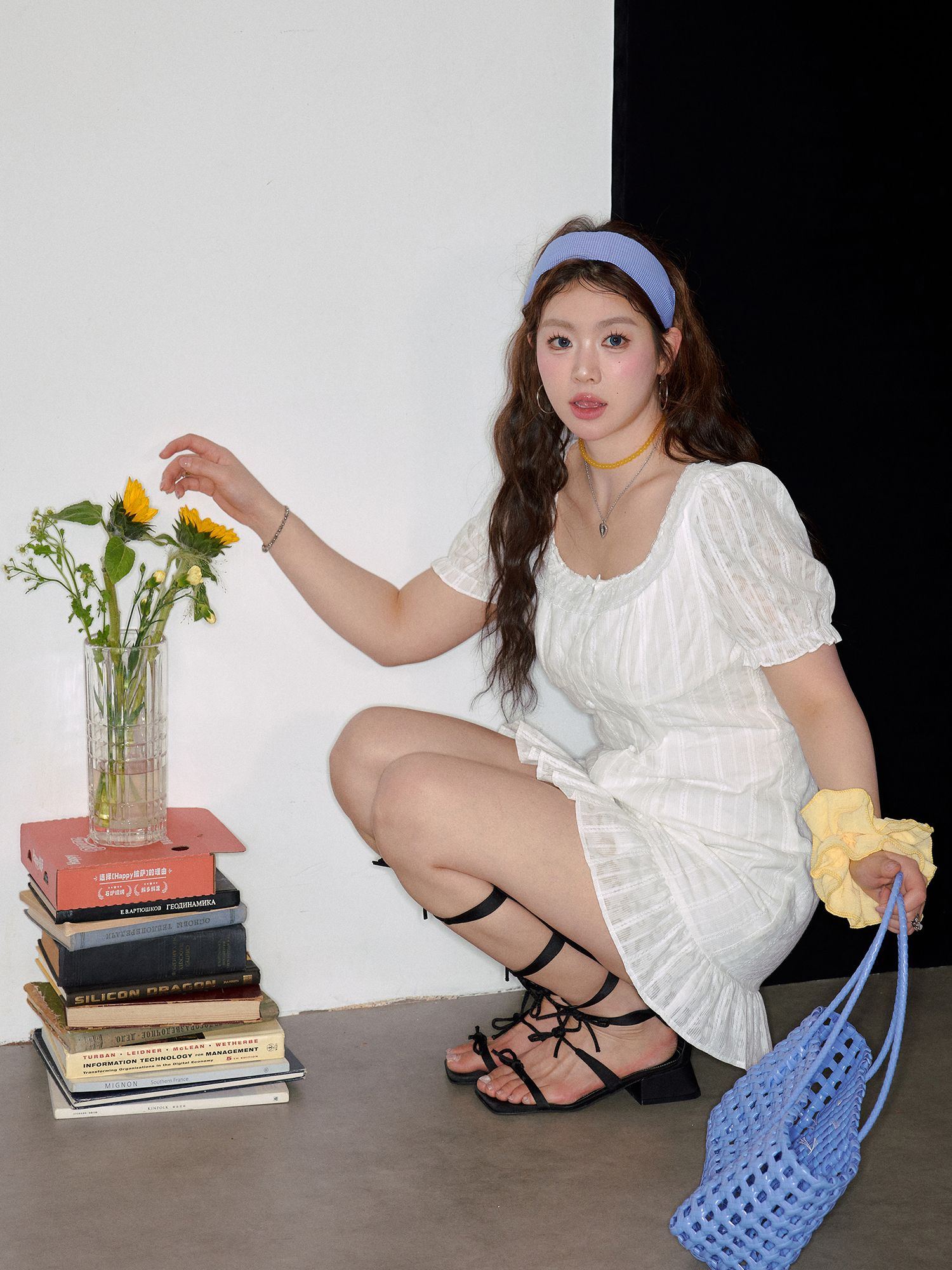 Summer Plus size Women's Clothing Loose-Fit mm Slim Looking Elegant and Appropriate Dress White Platycodon Moonlight Dress