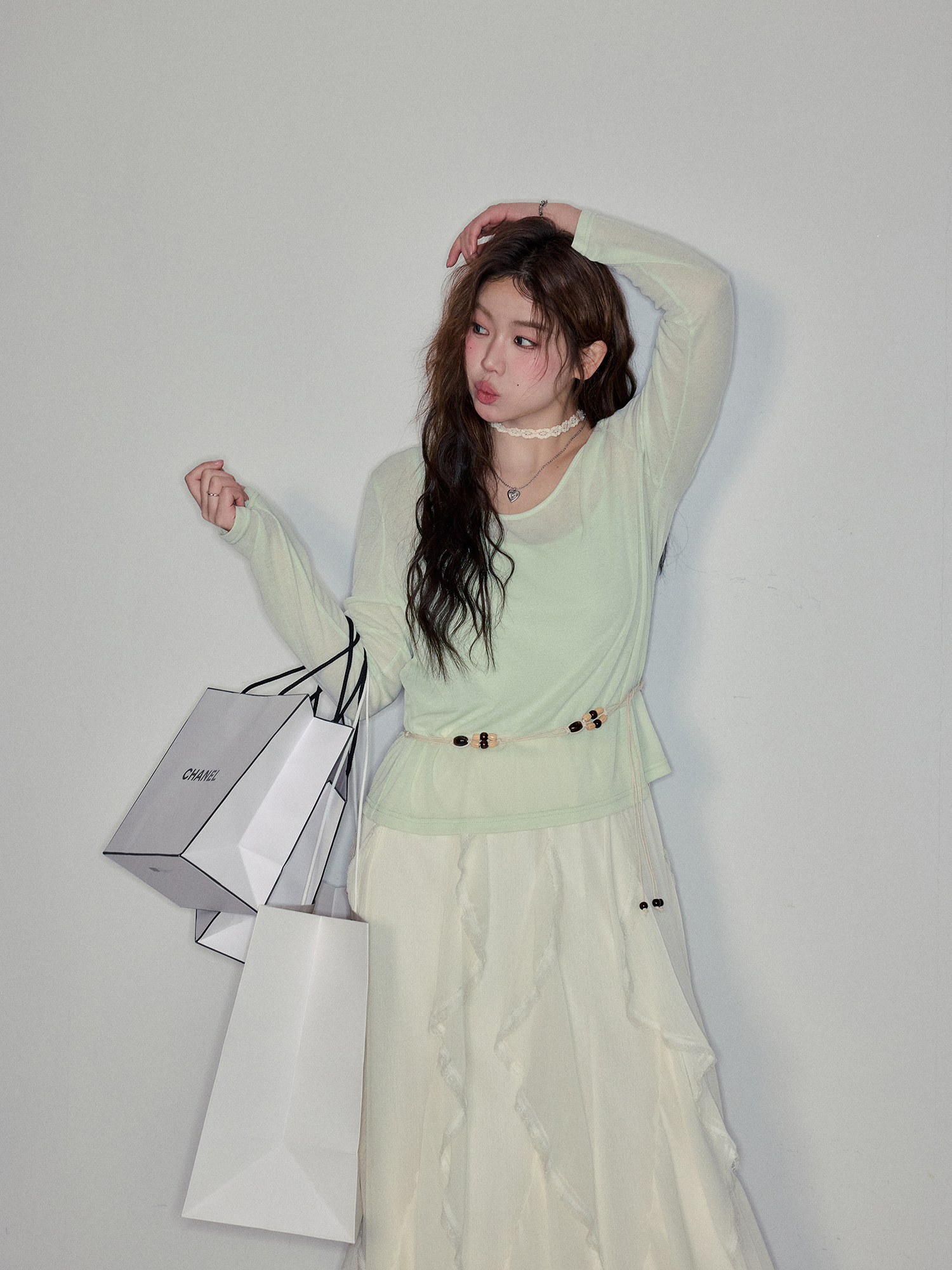 Summer Plus size Women's Clothing Plus Size Ladies Slim Looking Suit Korean Style Elegant Blouse Tops Heavy Industry Skirt