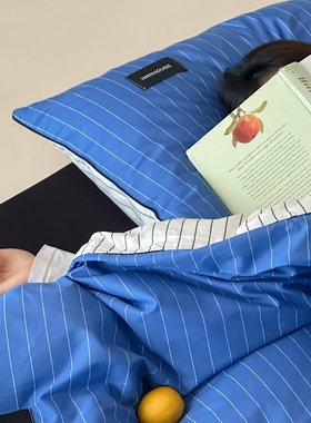 2026新款全棉纯棉13372条纹撞色嵌绳款条纹现象四件套条纹