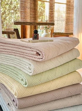 2026春夏新款高温砂洗斜纹绗绣13372全棉纯棉床盖三件套