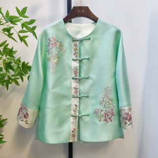 改良中式 一件真丝老绣手工刺绣A字廓版 国风上衣外套 孤品每款 现货