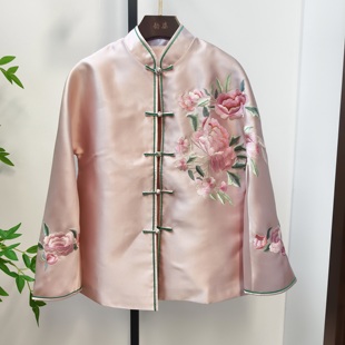 春夏新品 中国风唐装绣花A字大码年轻改良中式立领盘扣上衣外套