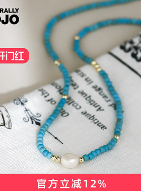 优化绿松石巴洛克珍珠项链女生轻奢小众高级感锁骨链2025新款爆款