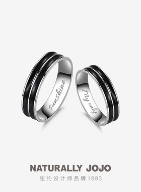 双层黑色钛钢ins潮风对戒送男友