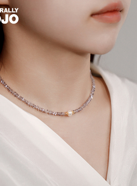 简约百搭紫色水晶淡水珍珠项链女生轻奢小众设计高级感精致锁骨链