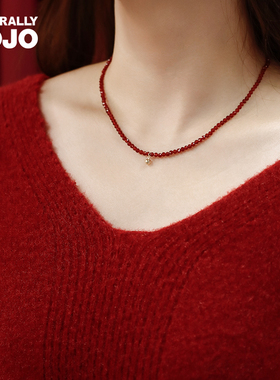 NATURALLY JOJO轻奢小众设计红绳红玛瑙项链女个性独特新年锁骨链