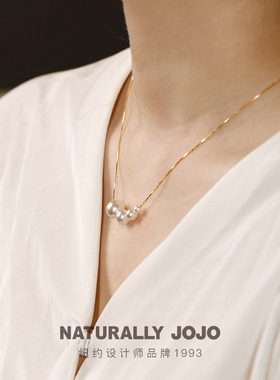 s925银盒子链仿珍珠项链女轻奢小众设计高级感锁骨链简约气质颈链