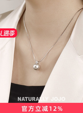 单颗正圆人造大珍珠项链女