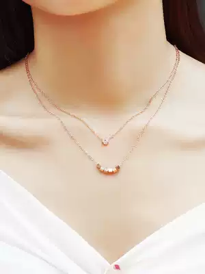 Color gold multi-layer rose gold double necklace female choker tide Net red temperament ins cold wind titanium steel does not fade