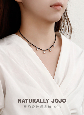 气质星星吊坠黑色尖晶石项链女锁骨链轻奢小众设计高级感甜酷颈链