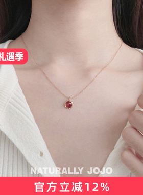 纯银气质红色石榴石项链女轻奢小众设计高级感锁骨链2026新款爆款