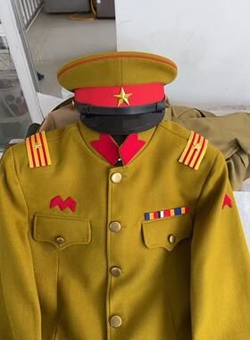 影视剧组话剧团剧本杀反派抗战戏服毛呢套装工装大檐帽肩章领章