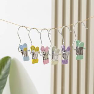 H034 多功能彩虹衣裤夹 一盒六个装可旋转防滑不勾衣家庭用夹子