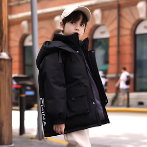 巴拉品牌男童羽绒服2023新款男孩洋气中大童短款加厚儿童外套冬装