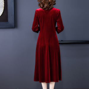 RM21815#礼服父母亲喜婆婆婚宴装旗袍高贵年轻洋气连衣裙秋