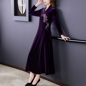 RM8785#妈妈礼服父母亲喜婆婆婚宴装旗袍高贵年轻洋气连衣裙秋