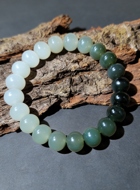 卡10mm新疆和田玉圆珠多宝手串时尚百搭搭国风服饰