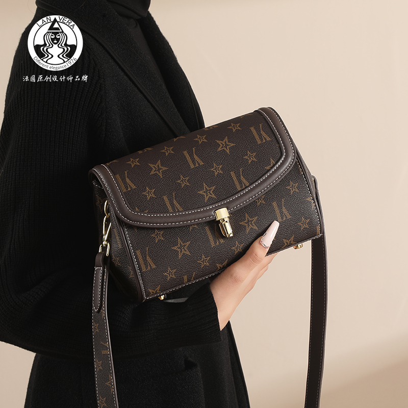 朗薇宽肩带老花小方包