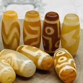 保真品西藏天然玛瑙做旧老天珠虎牙五七八眼吊坠配饰手链隔珠