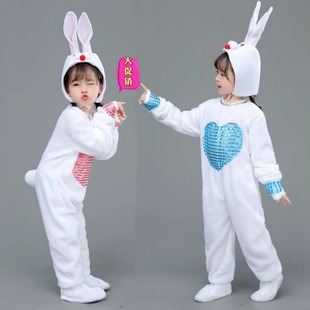 新款儿童小兔子表演服小白兔舞蹈服幼儿卡通服亲子演出服舞台服装