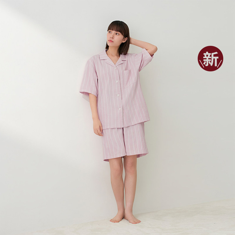 无印良品 MUJI 女式凉感双层纱织短袖睡衣套装家居服26年夏季新品