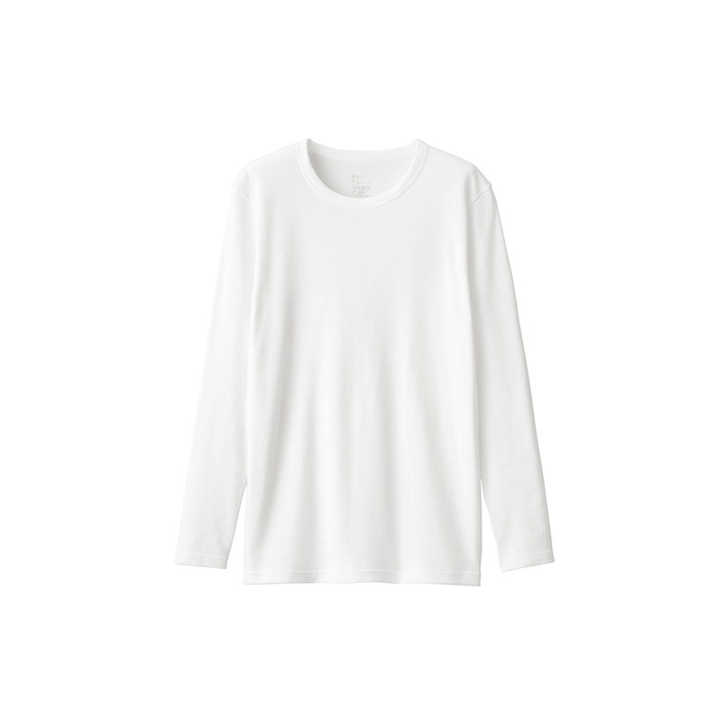 MUJI 여성용 두꺼운 면 긴팔 티셔츠 바닥 셔츠 홈웨어 순면