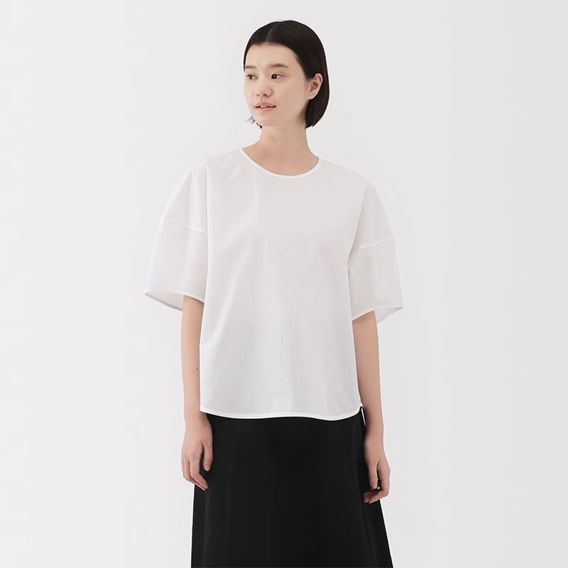 无印良品 MUJI 女式 凉感短袖罩衫t恤上衣打底衫女款内搭夏季女装