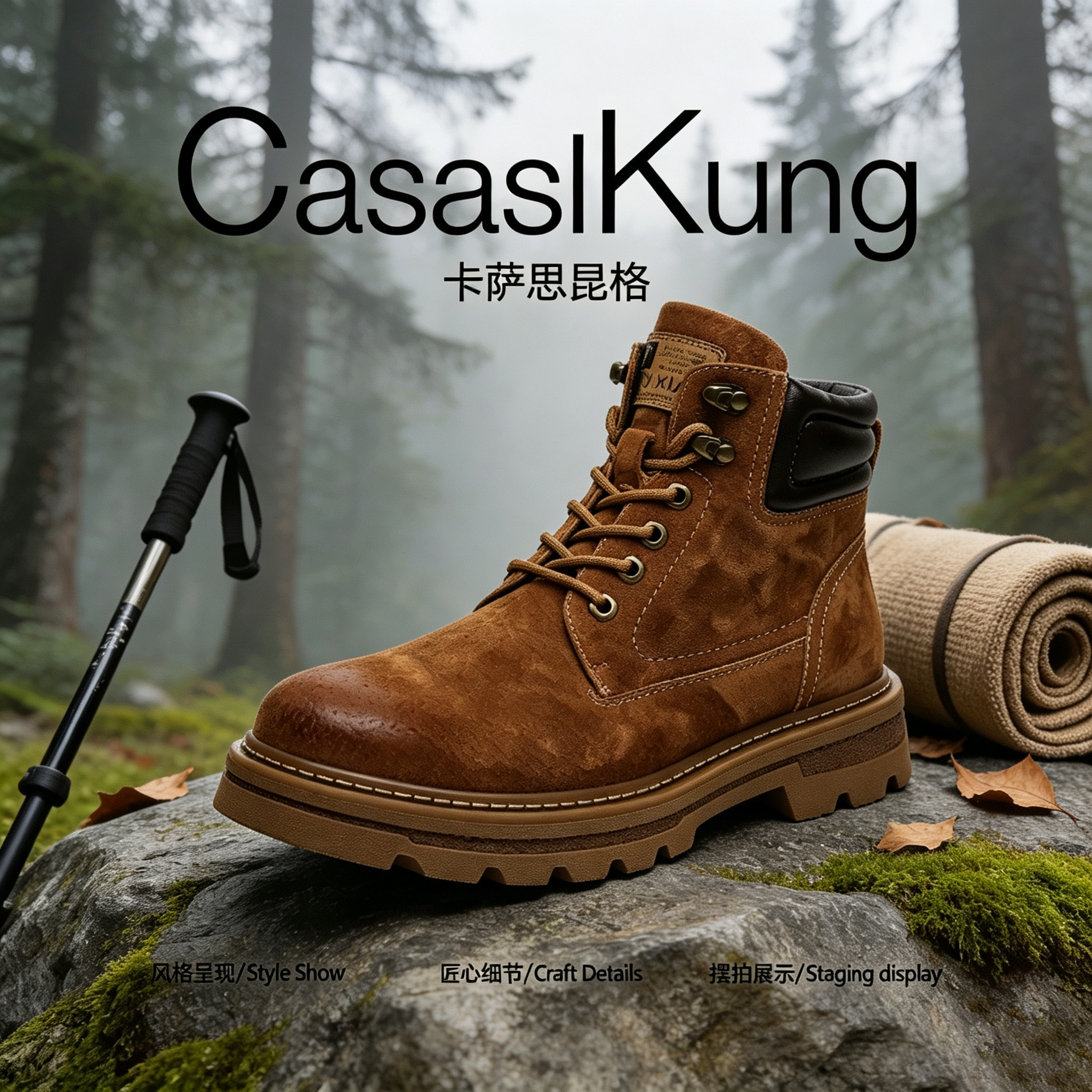 【真皮高端】CasaslKung2026秋季户外登山马丁靴男痞帅工装沙漠靴