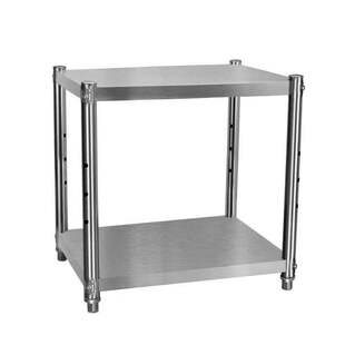 不锈钢小厨房置物架双层正方形落地家用微波炉收纳架锅电饭煲架子