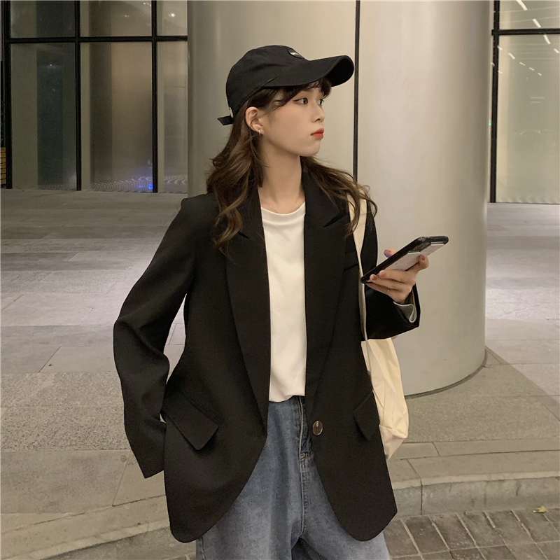 Real shooting real price net red Blazer Jacket Women's Korean loose spring and summer retro casual suit top