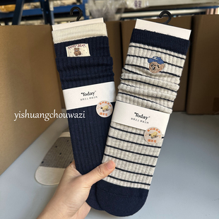 洋气藏青 3.5%美利奴羊毛冬季英伦学院风小熊布标蝴蝶结百搭保暖