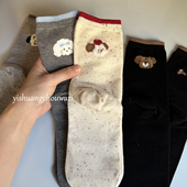 萌宠动物园3 袜子女点子纱韩系AB袜撞色植绒小动物可爱百搭无骨潮