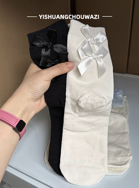 洛丽塔袜子女中筒春秋款白色黑色jk袜lolita后跟蝴蝶结女生玛丽珍