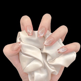 手工定制假指甲贴片成品穿戴甲猫眼显白气质新娘孕妇新娘可拆卸