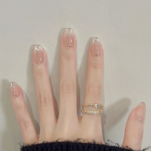 手工定制成品假指甲光疗穿戴甲短款 冰透温柔纯欲美甲孕妇新娘显白