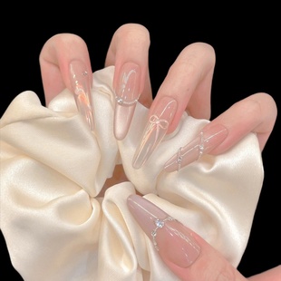 新品 手工成品穿戴甲高端珍珠纯白显白假指甲贴片光疗孕妇美甲 爆款