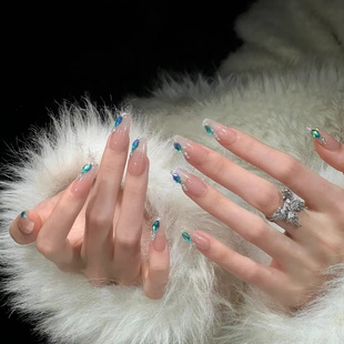 378手工定制美甲成品显白温柔优雅冰透穿戴假指甲孕妇持久可拆卸