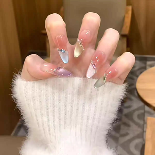 手工定制成品假指甲光疗穿戴甲夏日限定糖果色美甲孕妇新娘显白