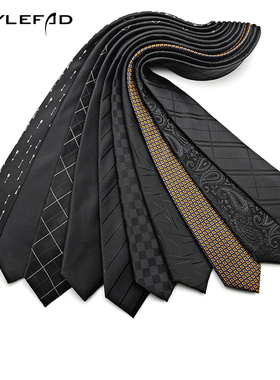 韩版男士领带潮流时尚造型手打款 英伦休闲范6CM窄版小领带女黑色