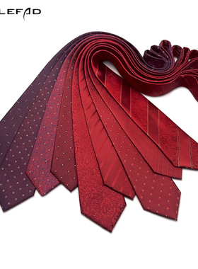 红色结婚领带男士新郎正装婚礼条纹商务西装配饰婚纱拍摄酒红手打