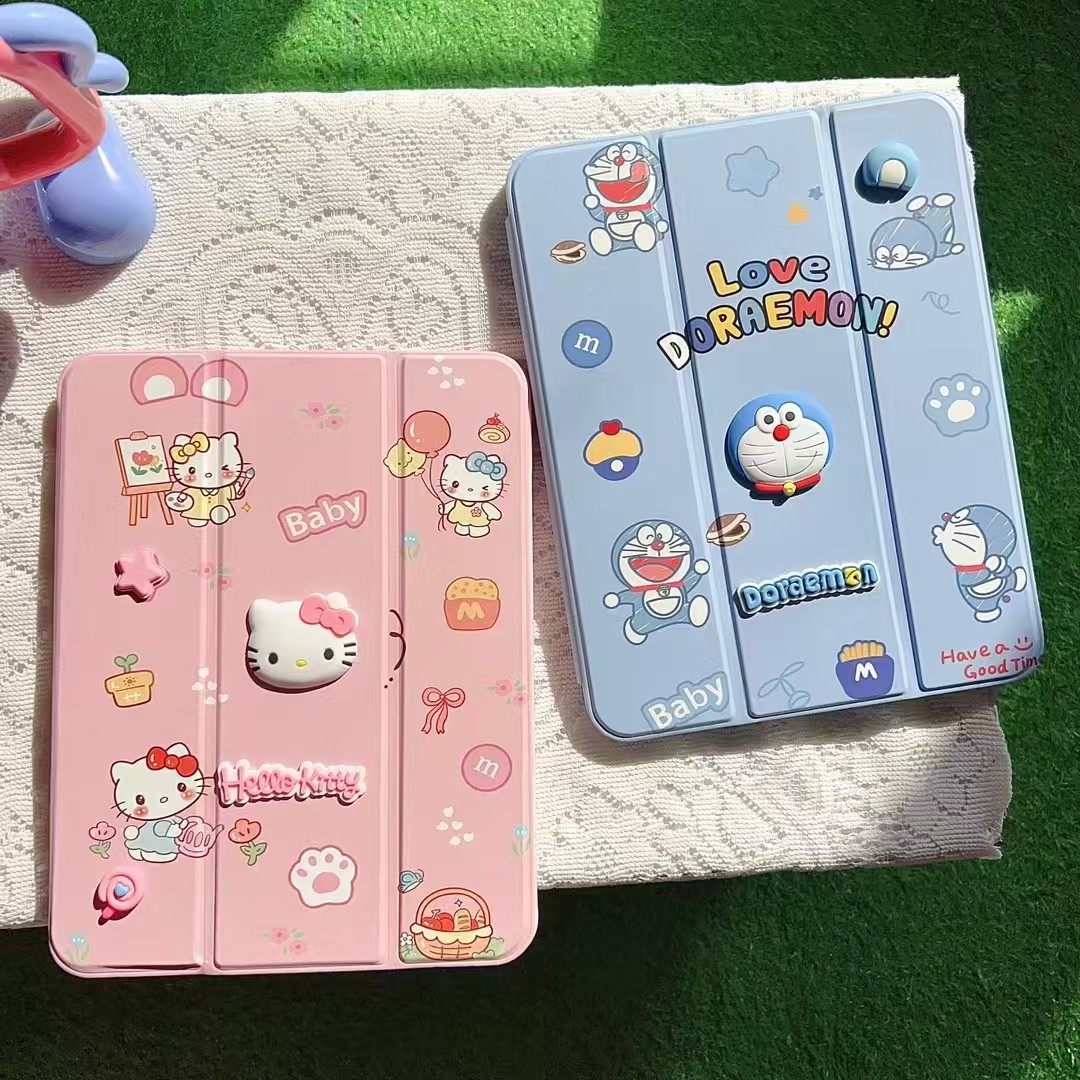 可爱凯蒂猫HelloKitty ipad11保护套苹果air7笔槽10.2折叠翻盖第十代10.9硅胶mini7儿童平板2024pro11保护壳