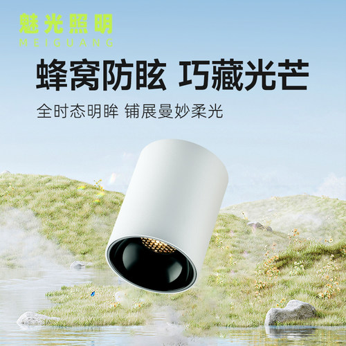魅光照明  明装筒灯客家用厅背景墙聚光灯全光谱过道玄关吸顶射灯 - 封面